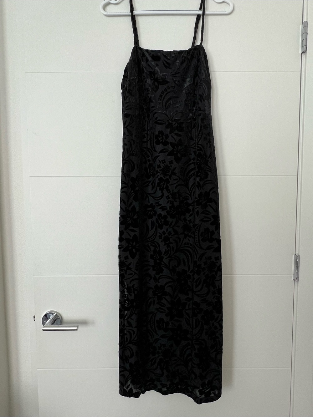 Black Floral Velvet Slip Dress